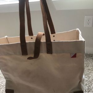 ShoreBags Large box tote Canvas leather straps
